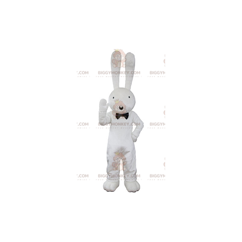 Costume da mascotte grande coniglio bianco che sembra stupito