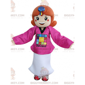 Costume da mascotte BIGGYMONKEY™ da ragazza rossa vestita di