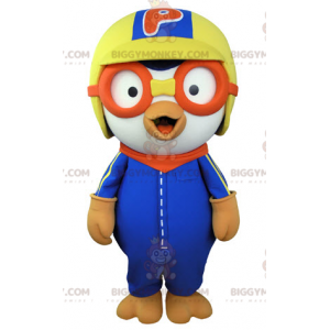 Bird BIGGYMONKEY™ mascottekostuum met helm en pilotenbril -