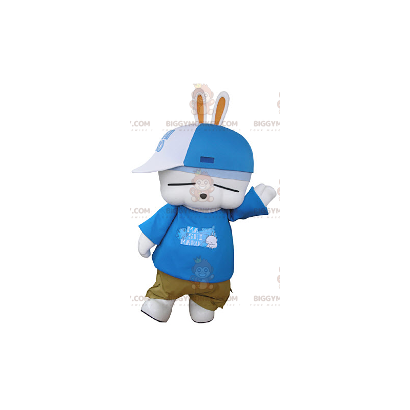 Costume de mascotte BIGGYMONKEY™ de lapin blanc très amusant en