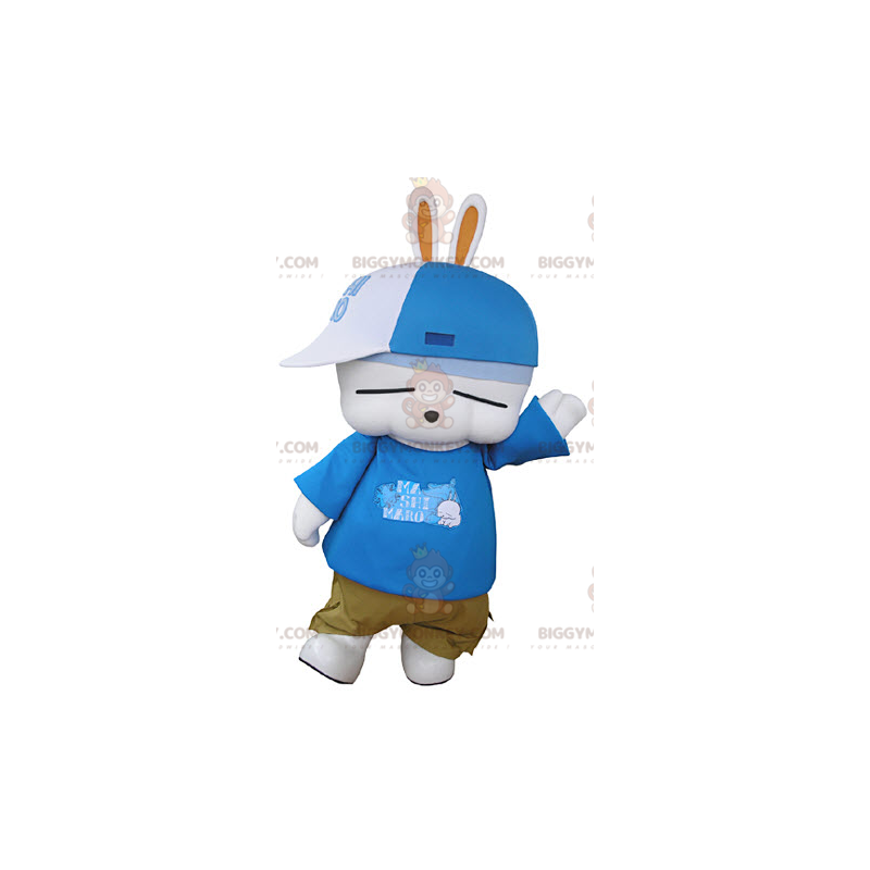 Muy divertido disfraz de mascota de conejo blanco BIGGYMONKEY™