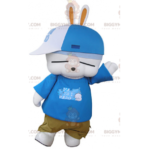 Costume de mascotte BIGGYMONKEY™ de lapin blanc très amusant en