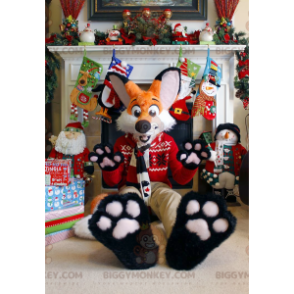Orange and White Fox BIGGYMONKEY™ Mascot Costume in Christmas