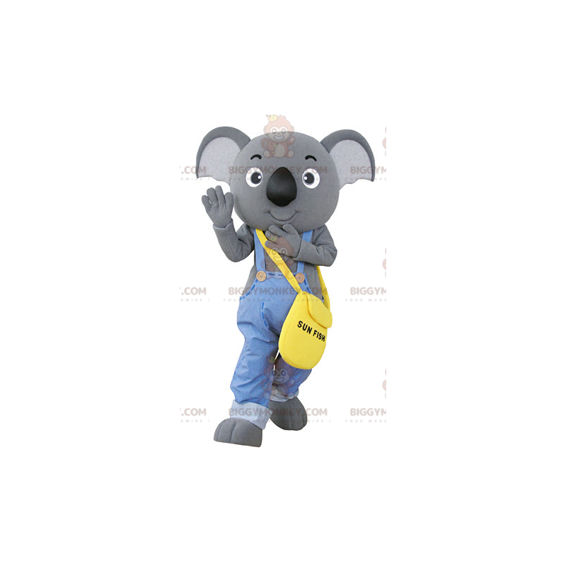 BIGGYMONKEY™ Gray Koala Mascot Costume Dressed In Overalls –