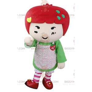 Traje da mascote BIGGYMONKEY™ da menina do cabelo vermelho.