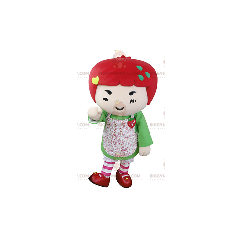 Traje da mascote BIGGYMONKEY™ da menina do cabelo vermelho.