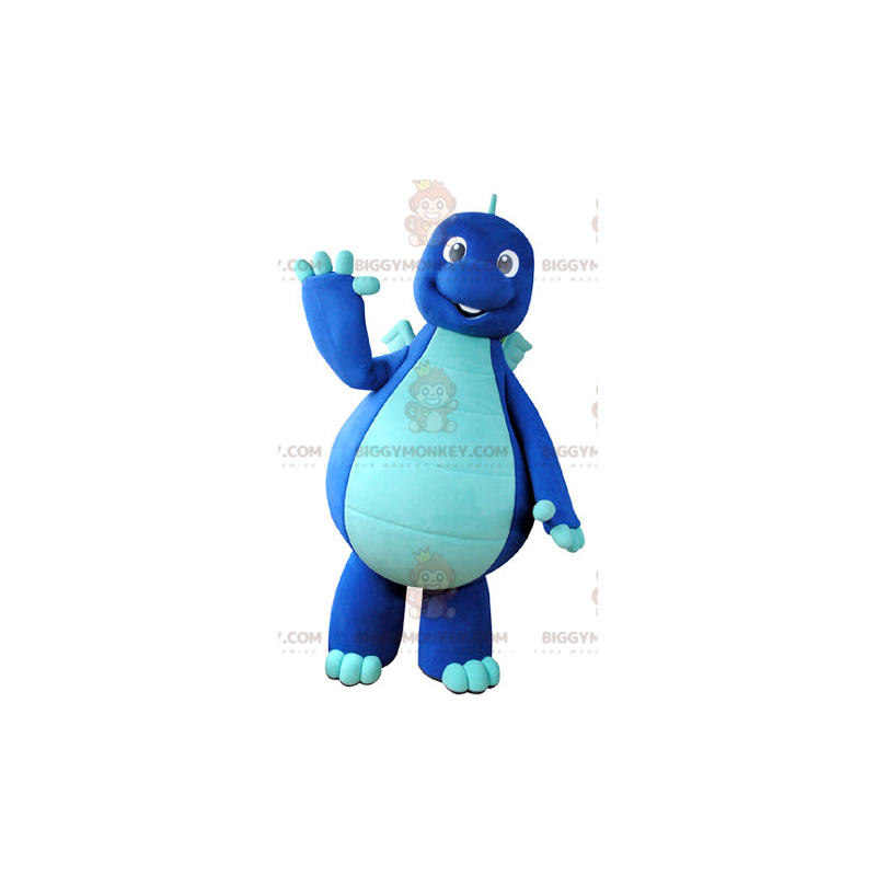 Kostým maskota dvoubarevného modrého dinosaura draka