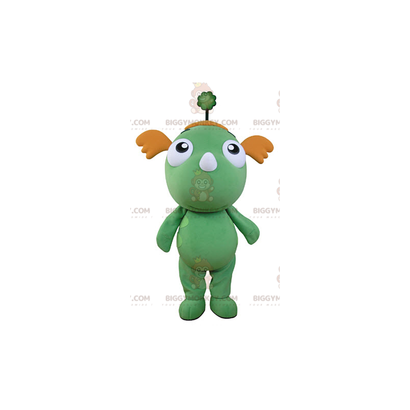 Disfraz de mascota dragón verde y naranja BIGGYMONKEY™. Disfraz