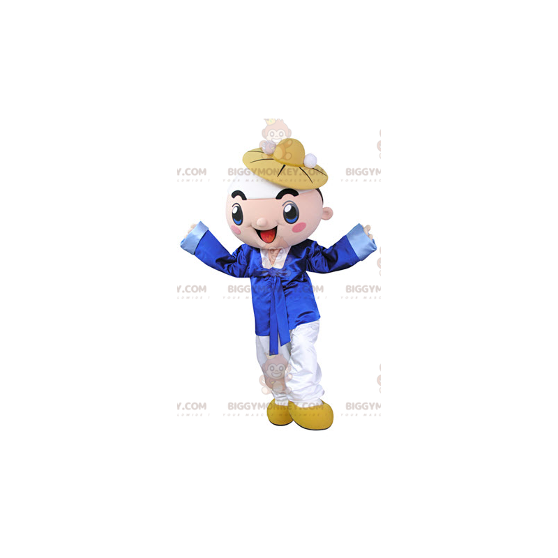 Smiling boy BIGGYMONKEY™ mascot costume dressed in traditional