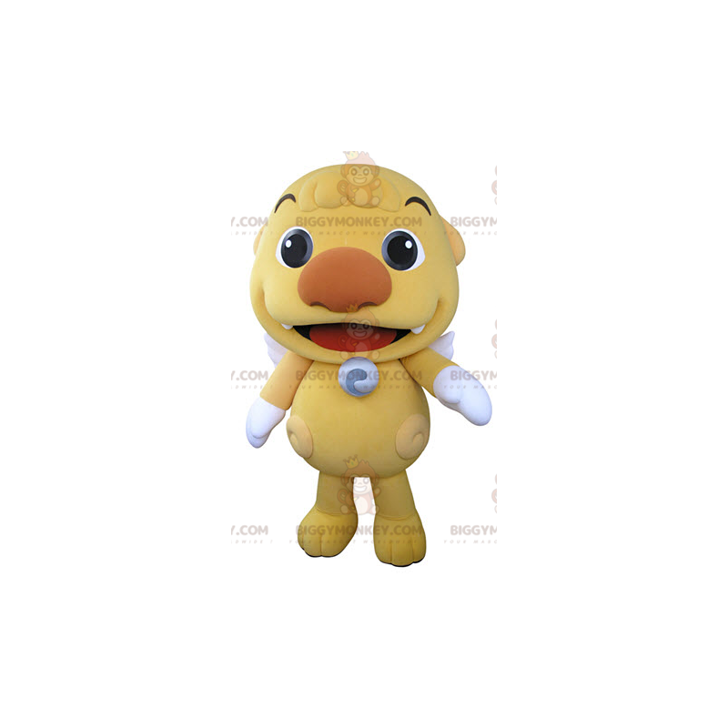 Kostým maskota BIGGYMONKEY™ Malé žluté monstrum s bílými křídly