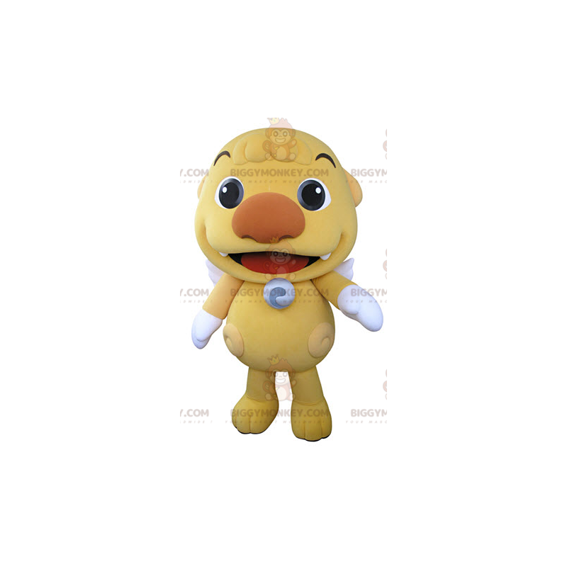 Traje de mascote BIGGYMONKEY™ Pequeno Monstro Amarelo com Asas