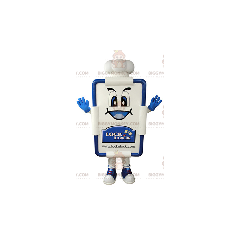 BIGGYMONKEY™ White and Blue Restaurant Card Board Mascot