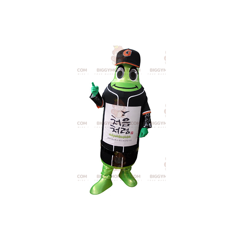 Costume de mascotte BIGGYMONKEY™ de bouteille verte en tenue de