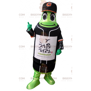 Costume de mascotte BIGGYMONKEY™ de bouteille verte en tenue de