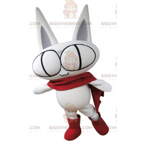 BIGGYMONKEY™ mascottekostuum geheel witte kat met grote ogen -
