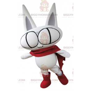 Traje de mascote BIGGYMONKEY™ todo gato branco com olhos