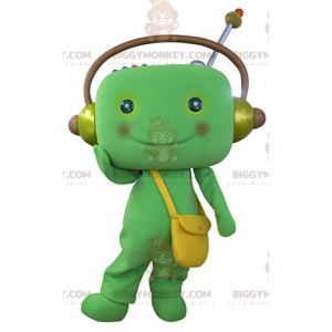 Disfraz de mascota Green Man BIGGYMONKEY™ con auriculares -