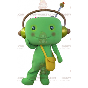 Kostým zeleného muže BIGGYMONKEY™ maskota se sluchátky –