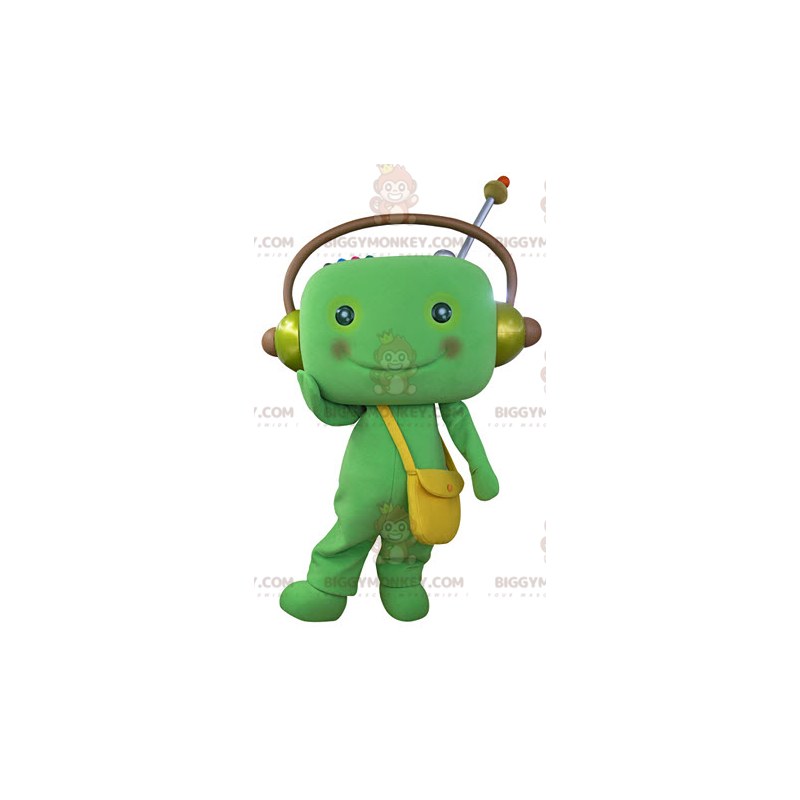 Disfraz de mascota Green Man BIGGYMONKEY™ con auriculares -