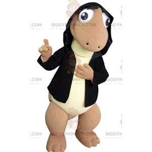 Traje de mascote de dinossauro marrom e amarelo BIGGYMONKEY™