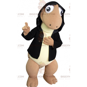 Brun og gul dinosaur BIGGYMONKEY™ maskotkostume med hætte -