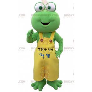BIGGYMONKEY™-mascottekostuum groene kikker met gele overall -