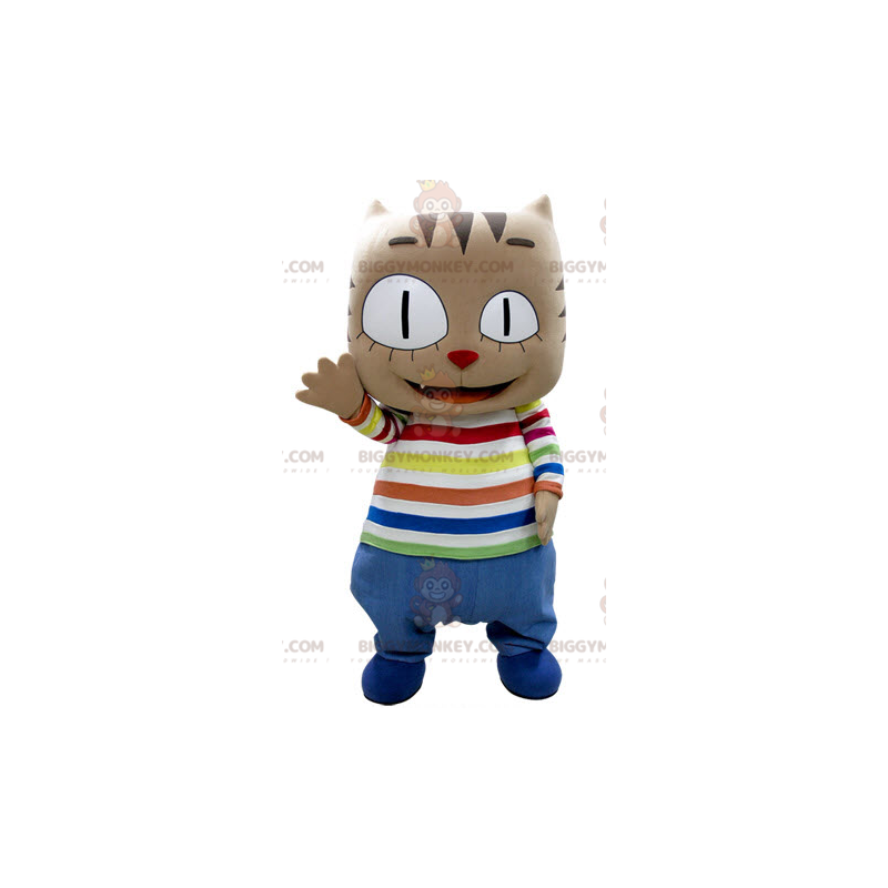 Costume de mascotte BIGGYMONKEY™ de chat marron avec une grosse