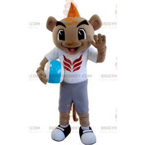 Traje de mascote Tiger BIGGYMONKEY™ em roupas esportivas com