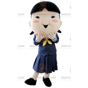 BIGGYMONKEY™ Školačka Hnědý kostým školní maskot v uniformě –