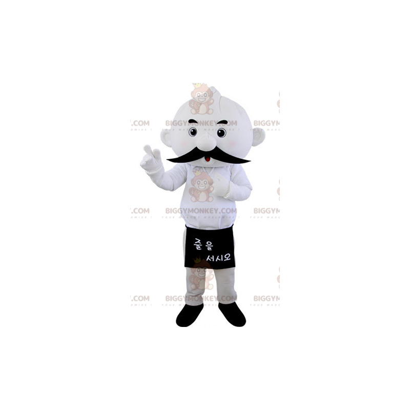 Mustachioed All White Man BIGGYMONKEY™ Mascot Costume -