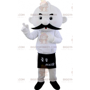 Mustachioed All White Man BIGGYMONKEY™ Mascot Costume –