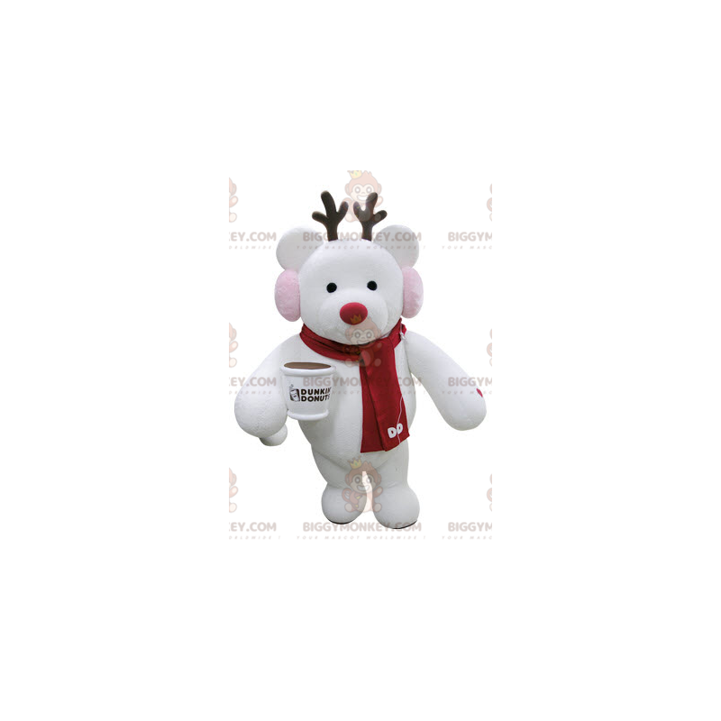 Christmas Reindeer BIGGYMONKEY™ Mascot Costume with Scarf -