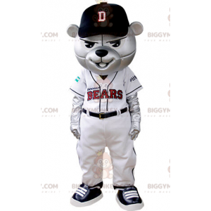 Grauer Bär BIGGYMONKEY™ Maskottchen-Kostüm im Baseball-Outfit -
