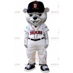 Grå bjørn BIGGYMONKEY™ maskotkostume klædt i baseballtøj -