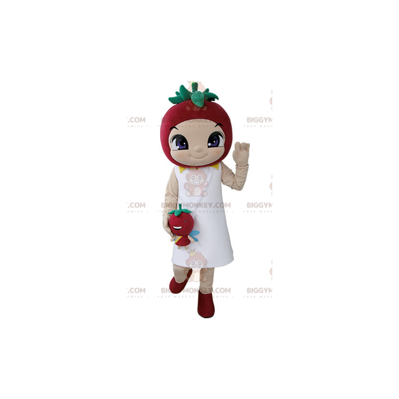BIGGYMONKEY™-mascottekostuum voor meisjes met aardbei op haar