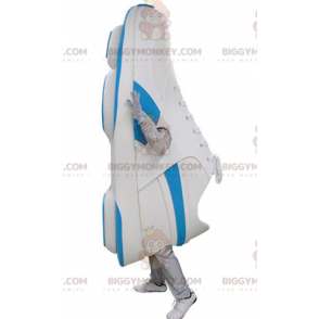 Zapato azul y blanco BIGGYMONKEY™ Mascot Costume. Disfraz de