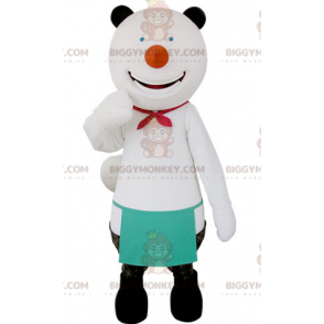 Very Smiling White and Black Bear BIGGYMONKEY™ Mascot Costume -