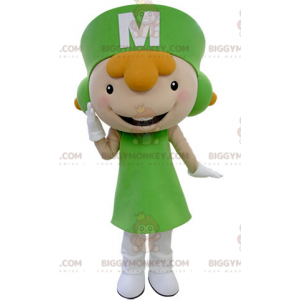 Costume de mascotte BIGGYMONKEY™ de fille rousse habillée d'un