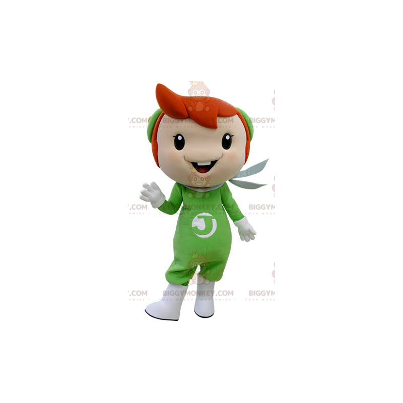 Rødt hår dreng BIGGYMONKEY™ maskot kostume klædt i grønt -