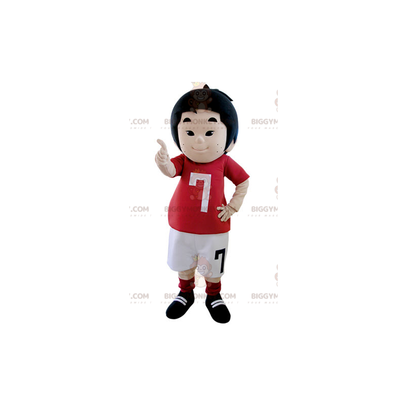 Little Boy BIGGYMONKEY™ Mascot Costume Dressed In Footballer