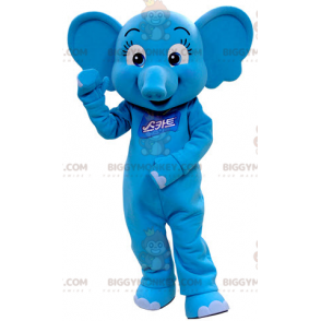 Costume de mascotte BIGGYMONKEY™ d'éléphant bleu féminin et