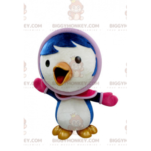 Costume de mascotte BIGGYMONKEY™ d'oiseau bleu et blanc en