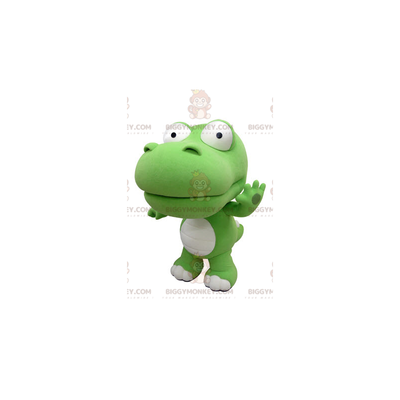 Costume de mascotte BIGGYMONKEY™ de crocodile vert et blanc