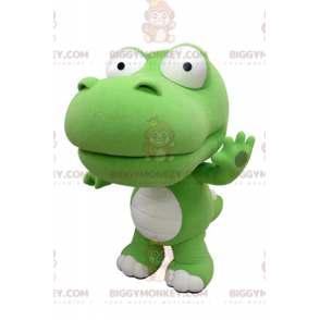 Costume de mascotte BIGGYMONKEY™ de crocodile vert et blanc