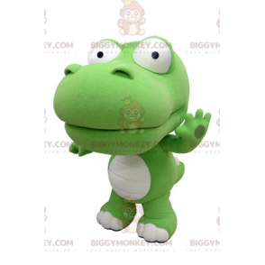 Reusachtig groen en wit krokodil BIGGYMONKEY™ mascottekostuum.