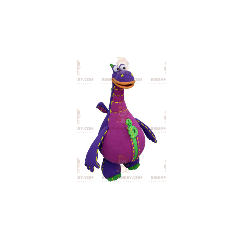 Costume de mascotte BIGGYMONKEY™ de dragon violet vert et