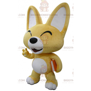 BIGGYMONKEY™ mascot costume of yellow and white fox. Puppy