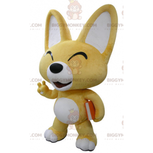 Costume de mascotte BIGGYMONKEY™ de renard jaune et blanc.