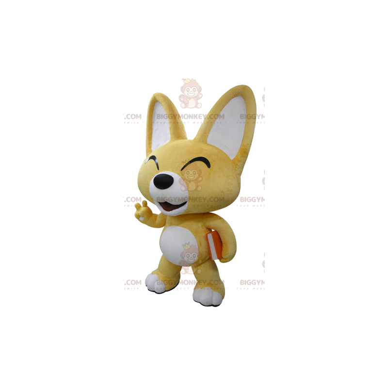 BIGGYMONKEY™ mascot costume of yellow and white fox. Puppy