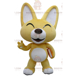 BIGGYMONKEY™ mascot costume of yellow and white fox. Puppy